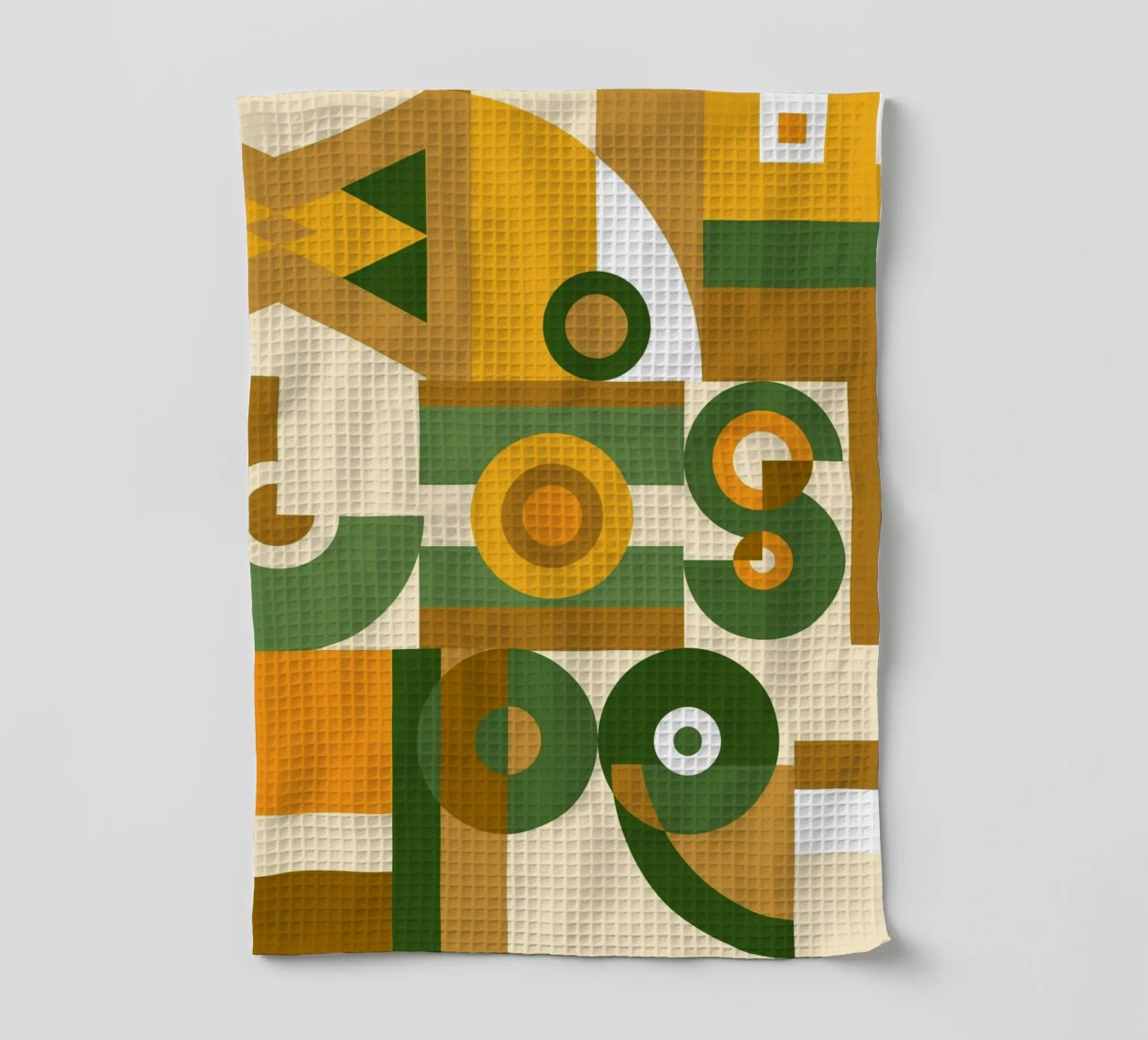 Motif géométrique vert et jaune torchon de Little Dean
