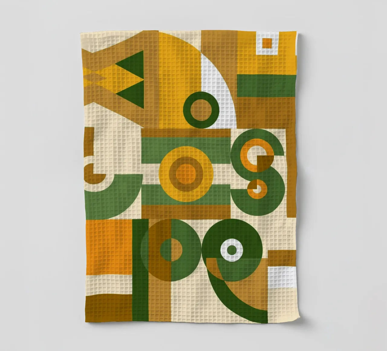 Motif géométrique vert et jaune torchon de Little Dean