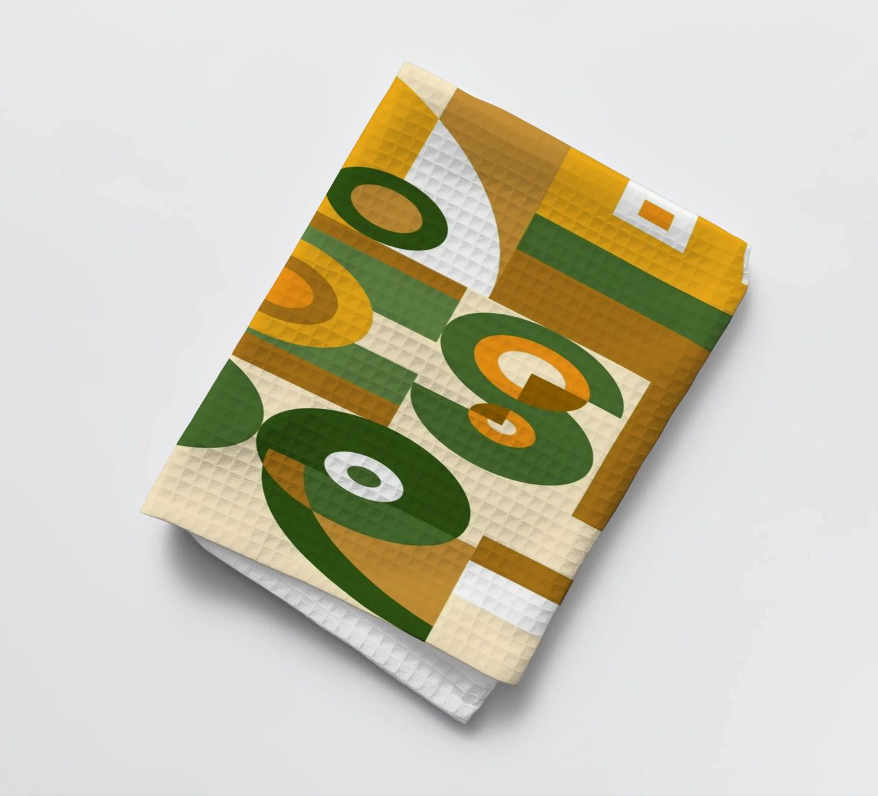 Motif géométrique vert et jaune torchon de Little Dean