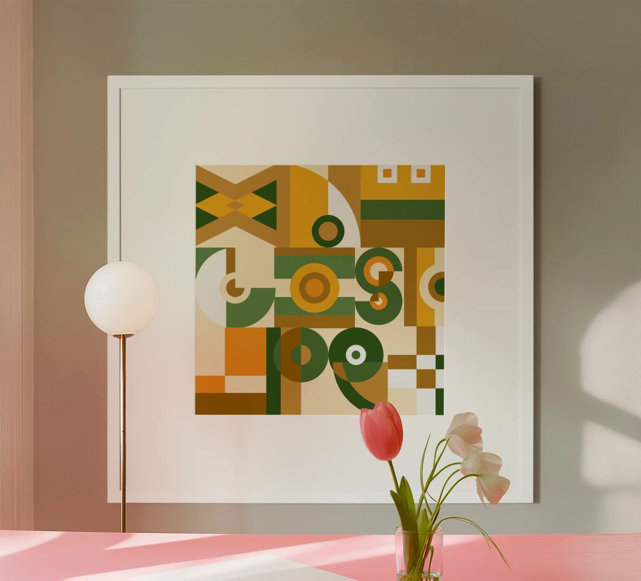Motif géométrique vert et jaune poster de Little Dean