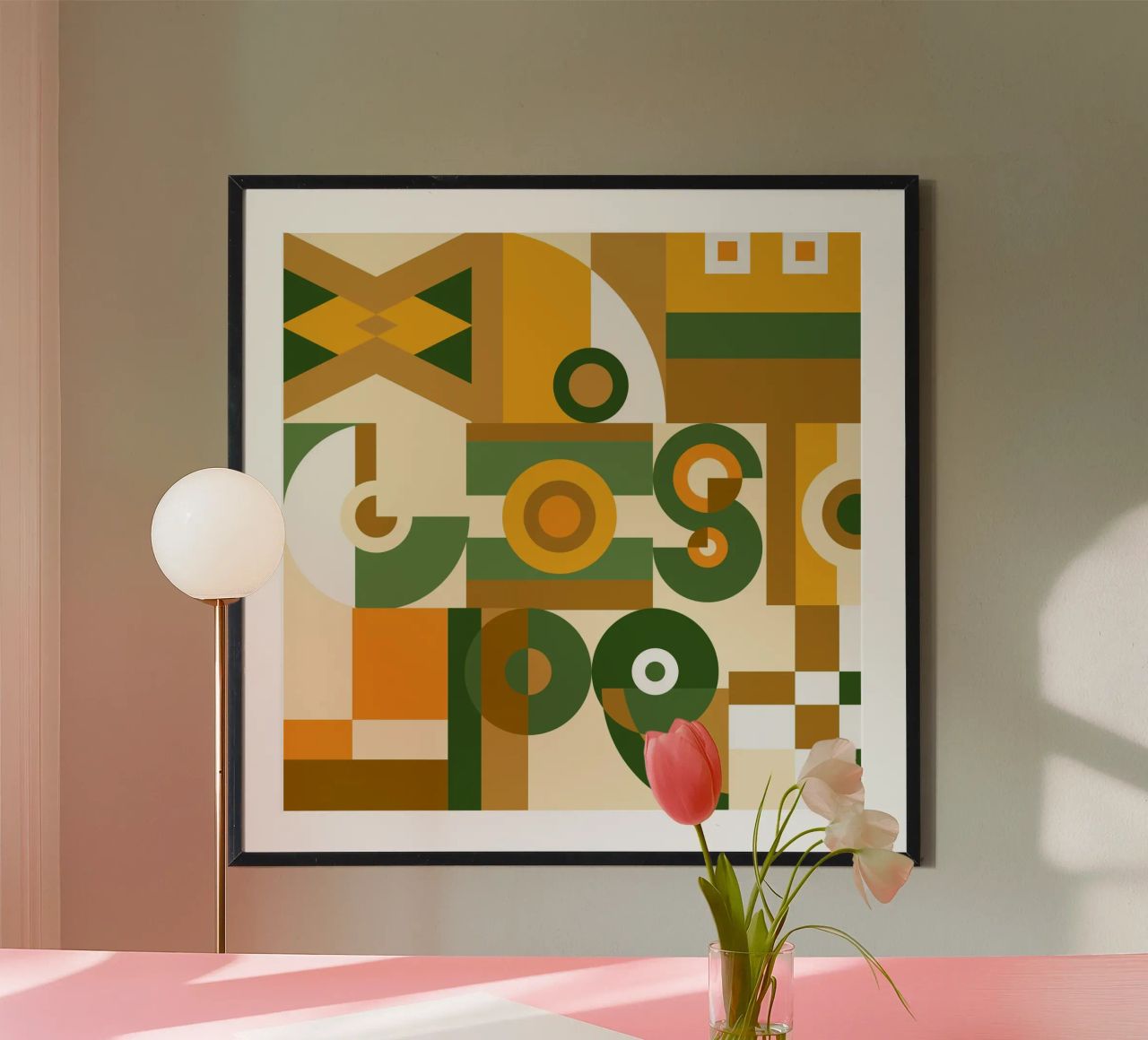 Motif géométrique vert et jaune poster de Little Dean