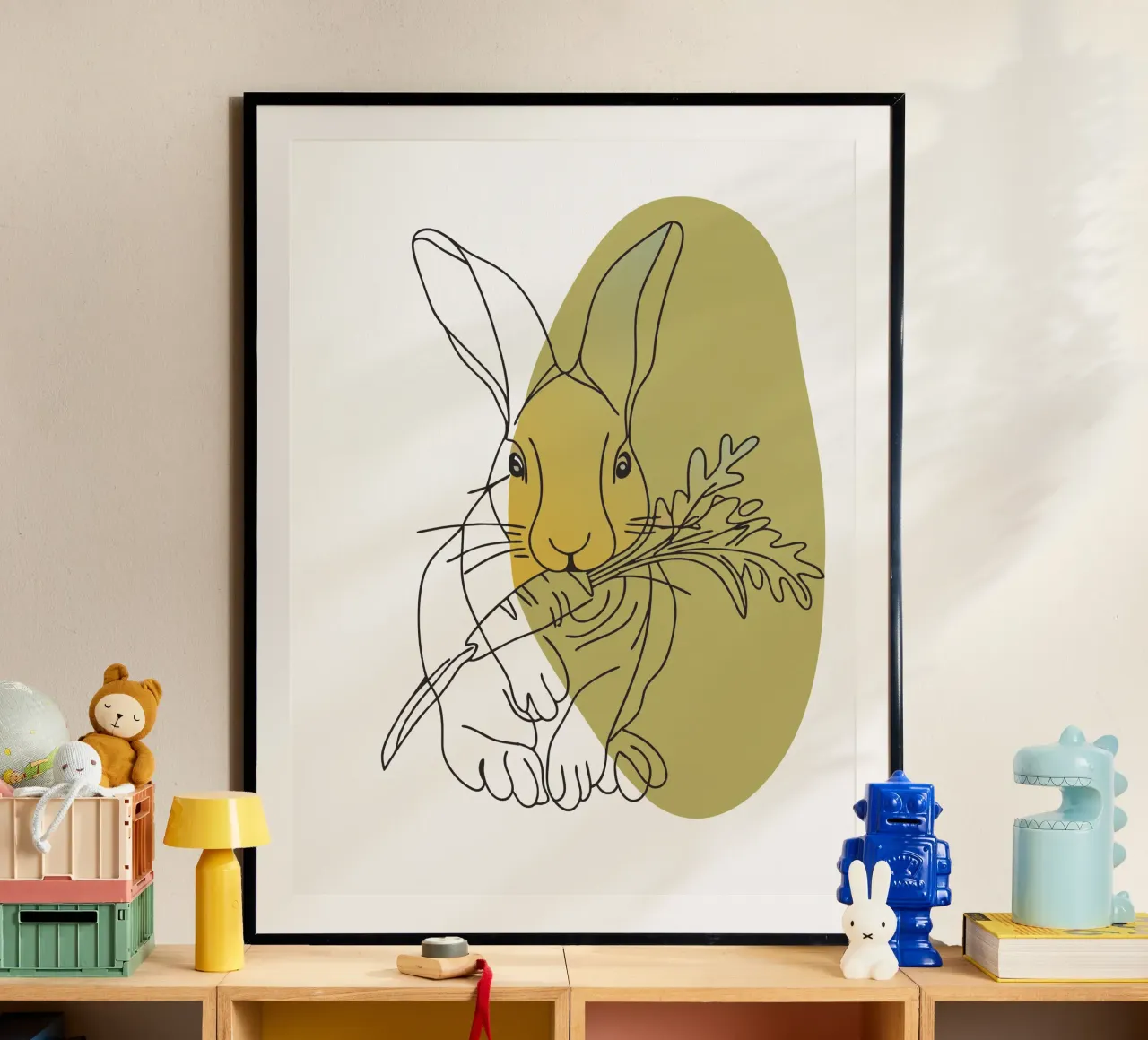 Rabbit Eats Carrots poster by RELAXING TOUCH