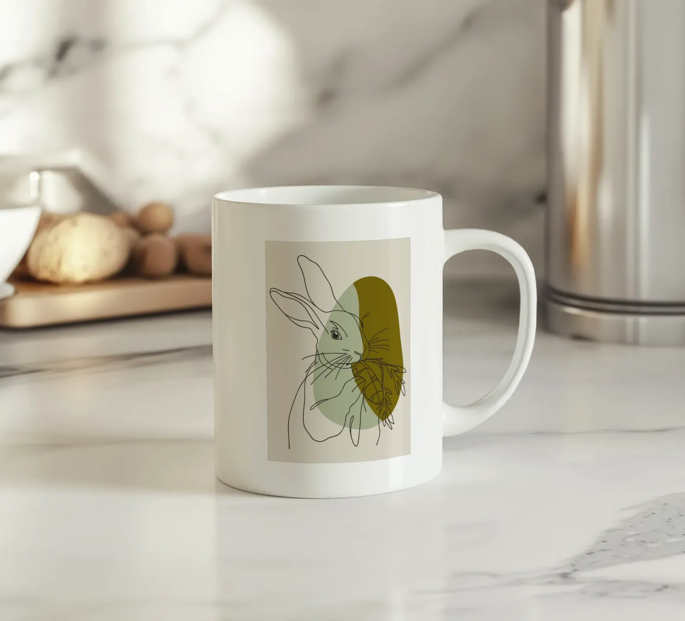 Rabbit Eats Carrots ceramic mug by RELAXING TOUCH