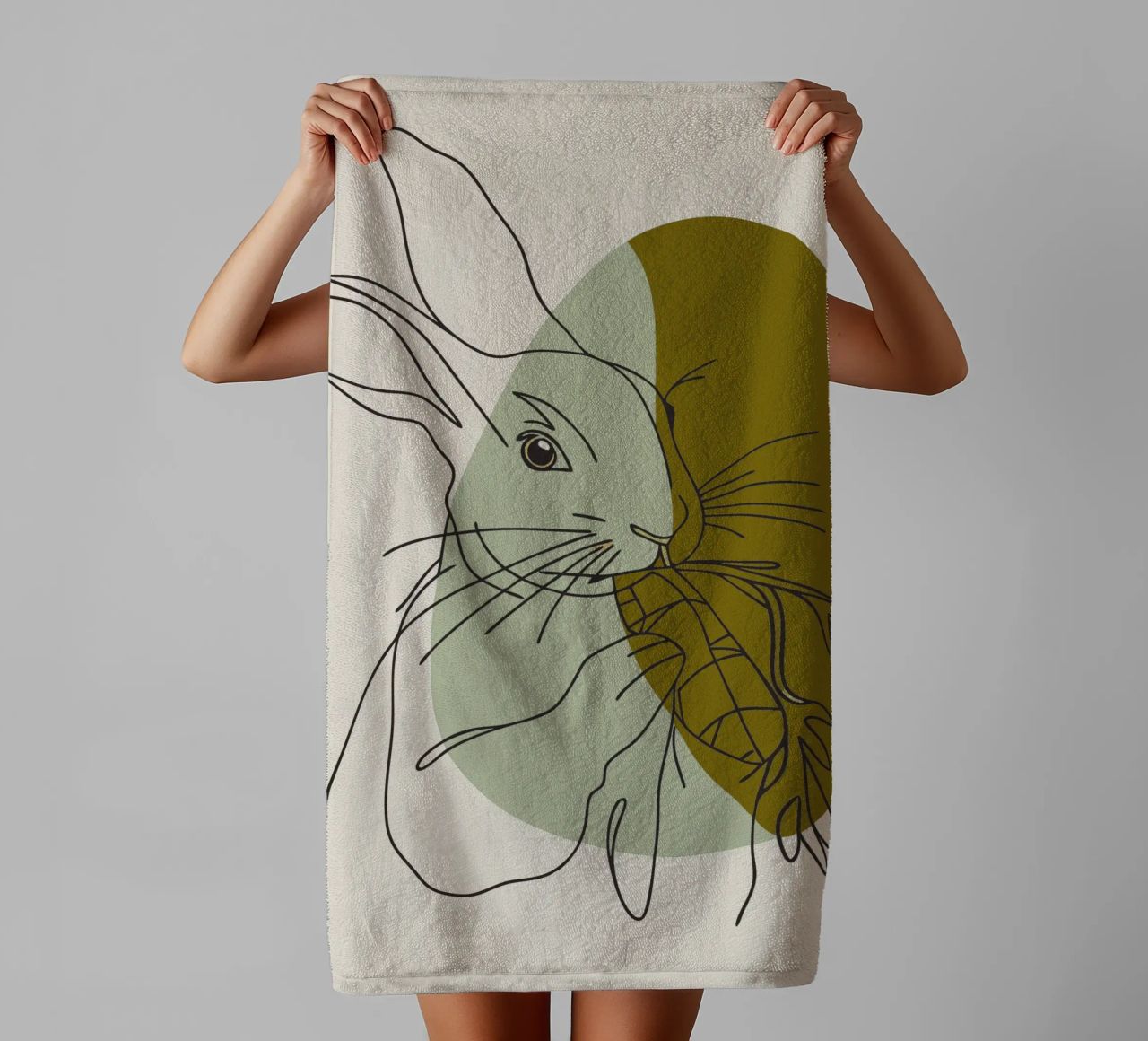 Rabbit Eats Carrots towel by RELAXING TOUCH