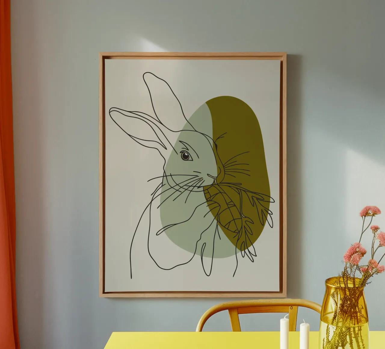 Konijn eet wortels canvas met Baklijst van RELAXING TOUCH