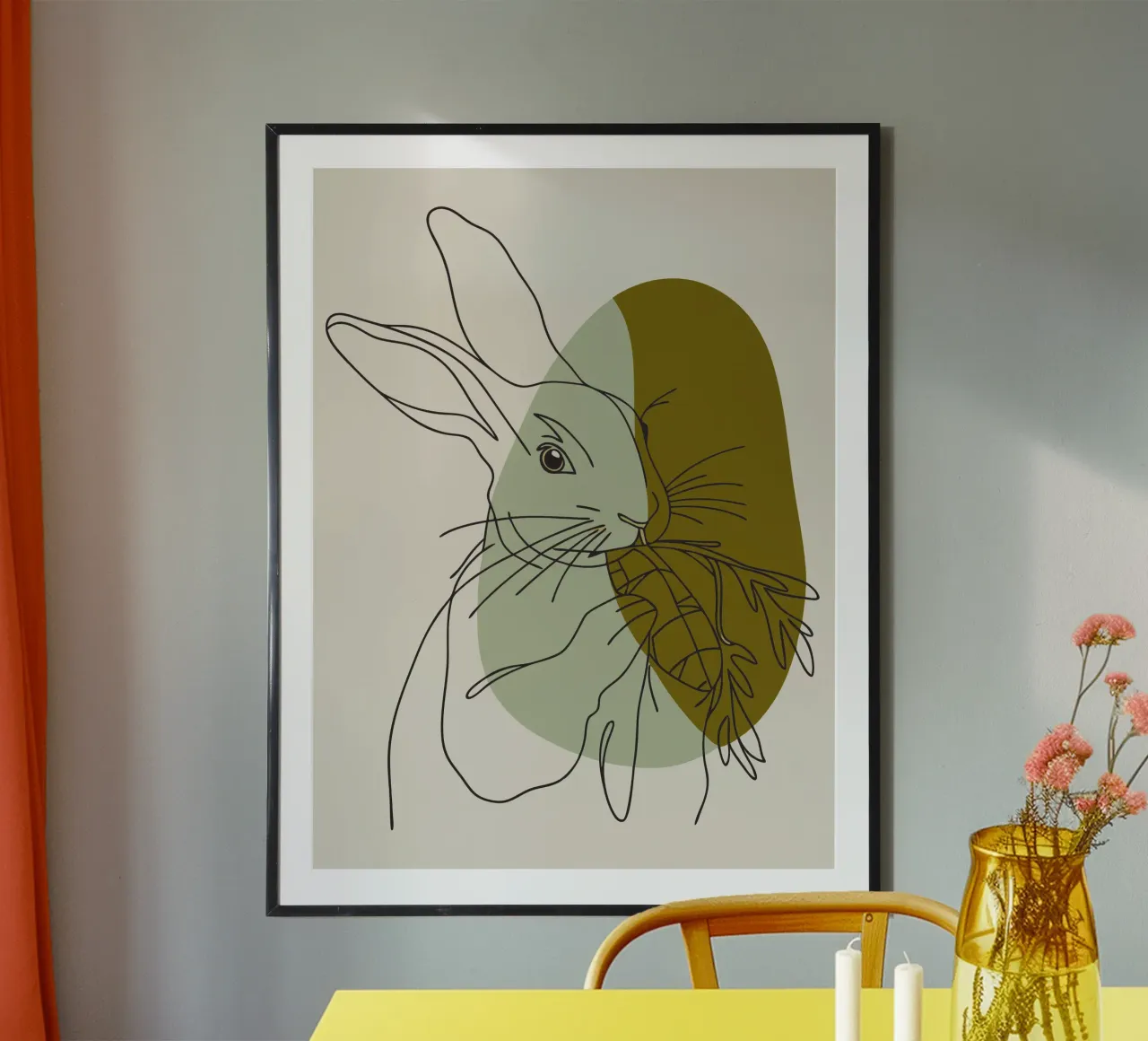 Rabbit Eats Carrots poster by RELAXING TOUCH