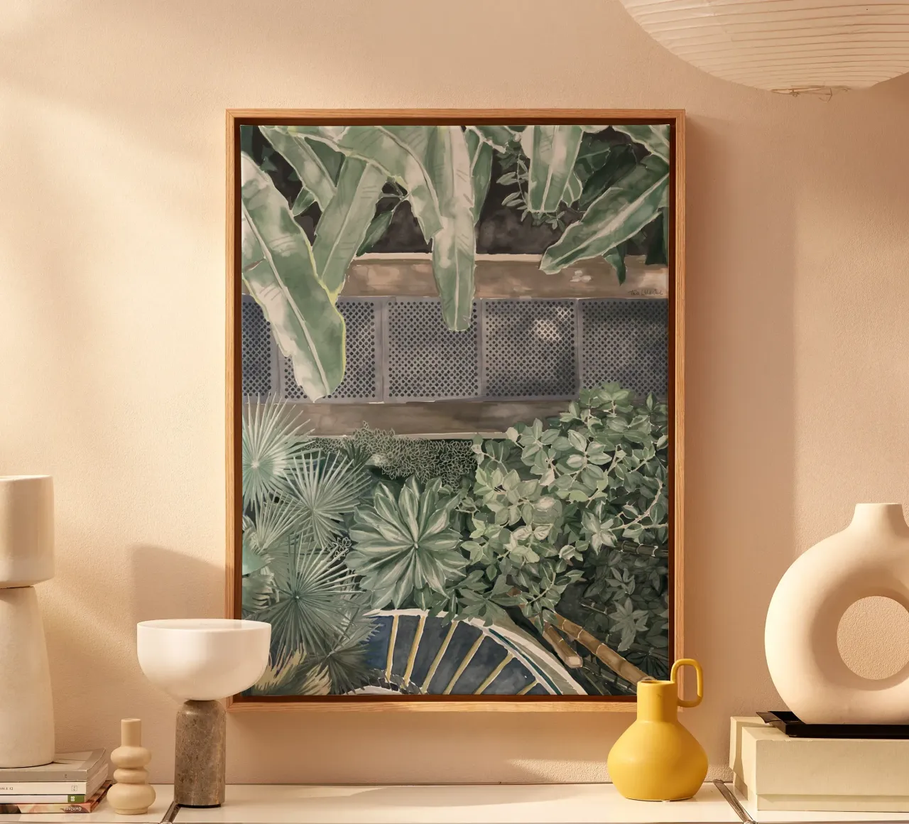 Kew Gardens Botanical Palm House Glass House Acquerello tela con Cornice a cassetta da This Wild Soul - Illustration