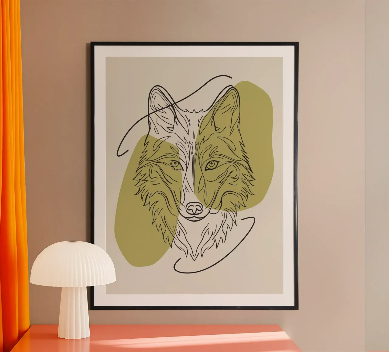 Minimalistische wolf poster met aluminium frame van RELAXING TOUCH