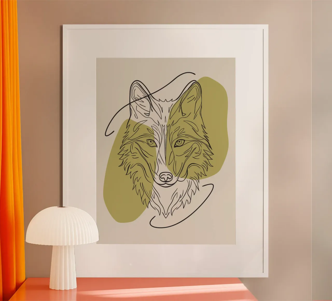 Minimalistische wolf poster met aluminium frame van RELAXING TOUCH