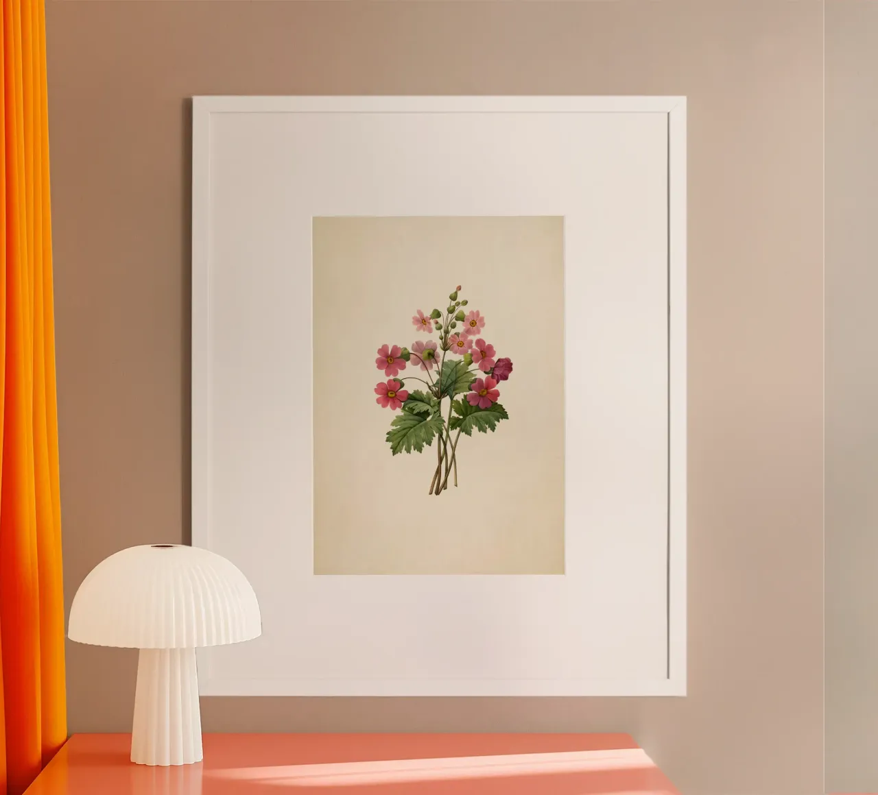 Redouté Primula Sinensis Print - Vintage Roze Bloemsierkunst poster van ClubArt