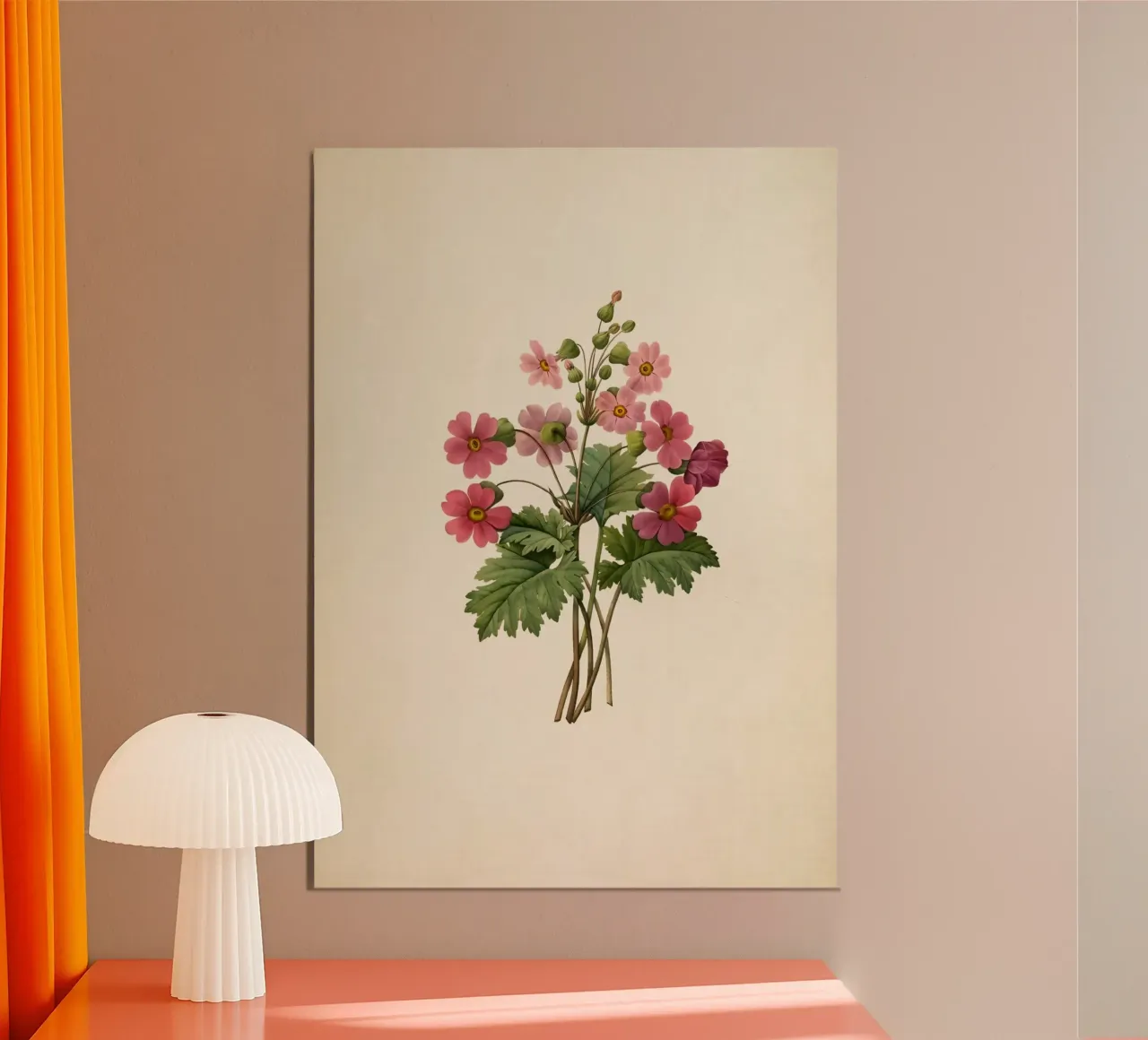 Redouté Primula Sinensis Print - Vintage Roze Bloemsierkunst poster van ClubArt