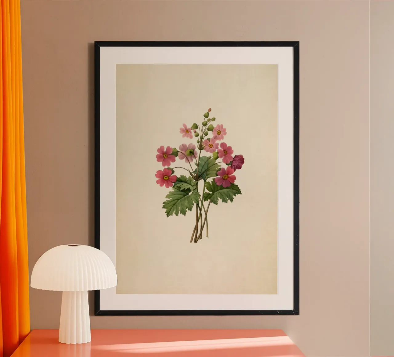 Redouté Primula Sinensis Print - Vintage Roze Bloemsierkunst poster van ClubArt