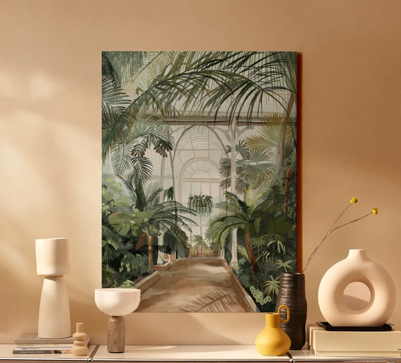 Kew Gardens Londen, Botanisch Palmhuis Tropisch Victoriaans canvas met Baklijst van This Wild Soul - Illustration