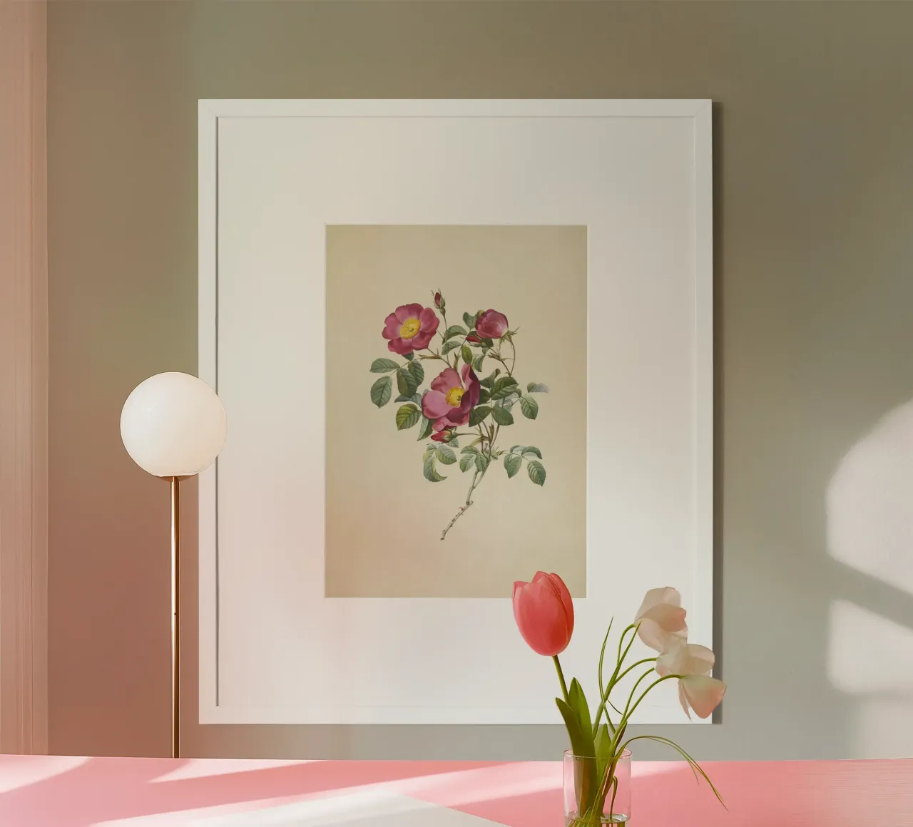 Rosa Pumila Print - Vintage Dwarf Rose Botanical Art poster by ClubArt