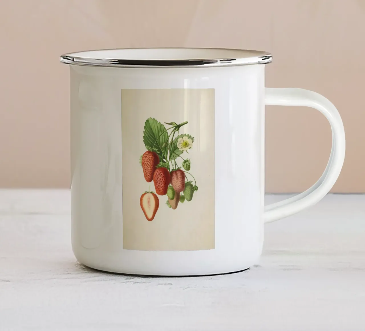Stampa botanica di fragole d'epoca - Arte della frutta in cucina tazza in smalto da ClubArt