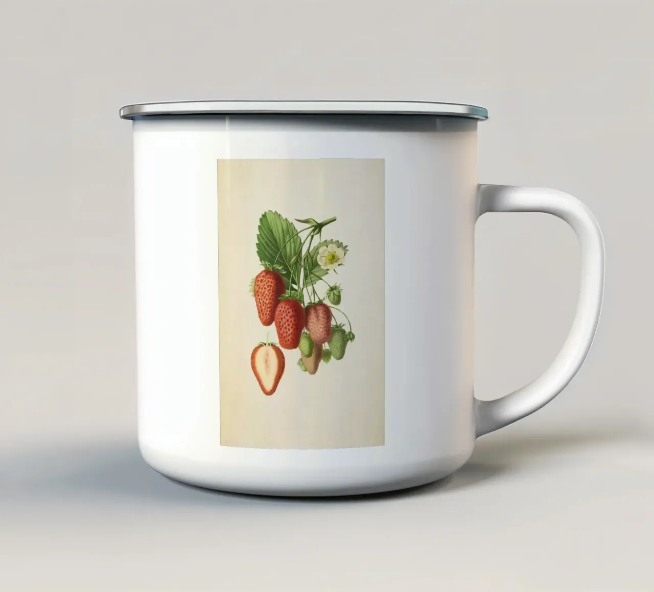 Stampa botanica di fragole d'epoca - Arte della frutta in cucina tazza in smalto da ClubArt