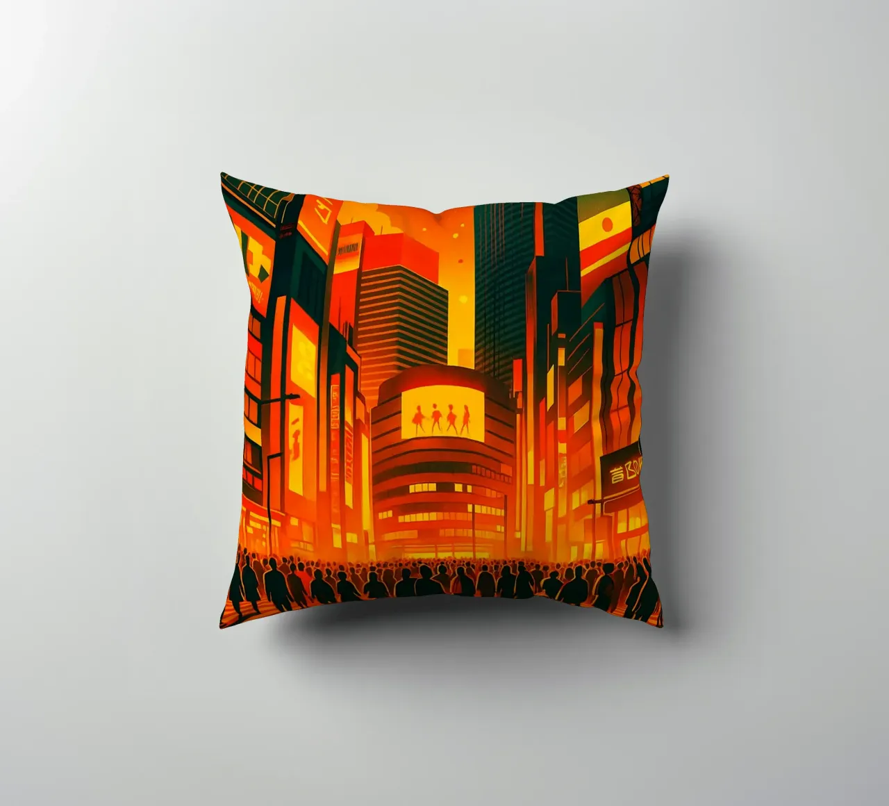 skyline di tokyo pittura vettoriale cuscino da adzkiya