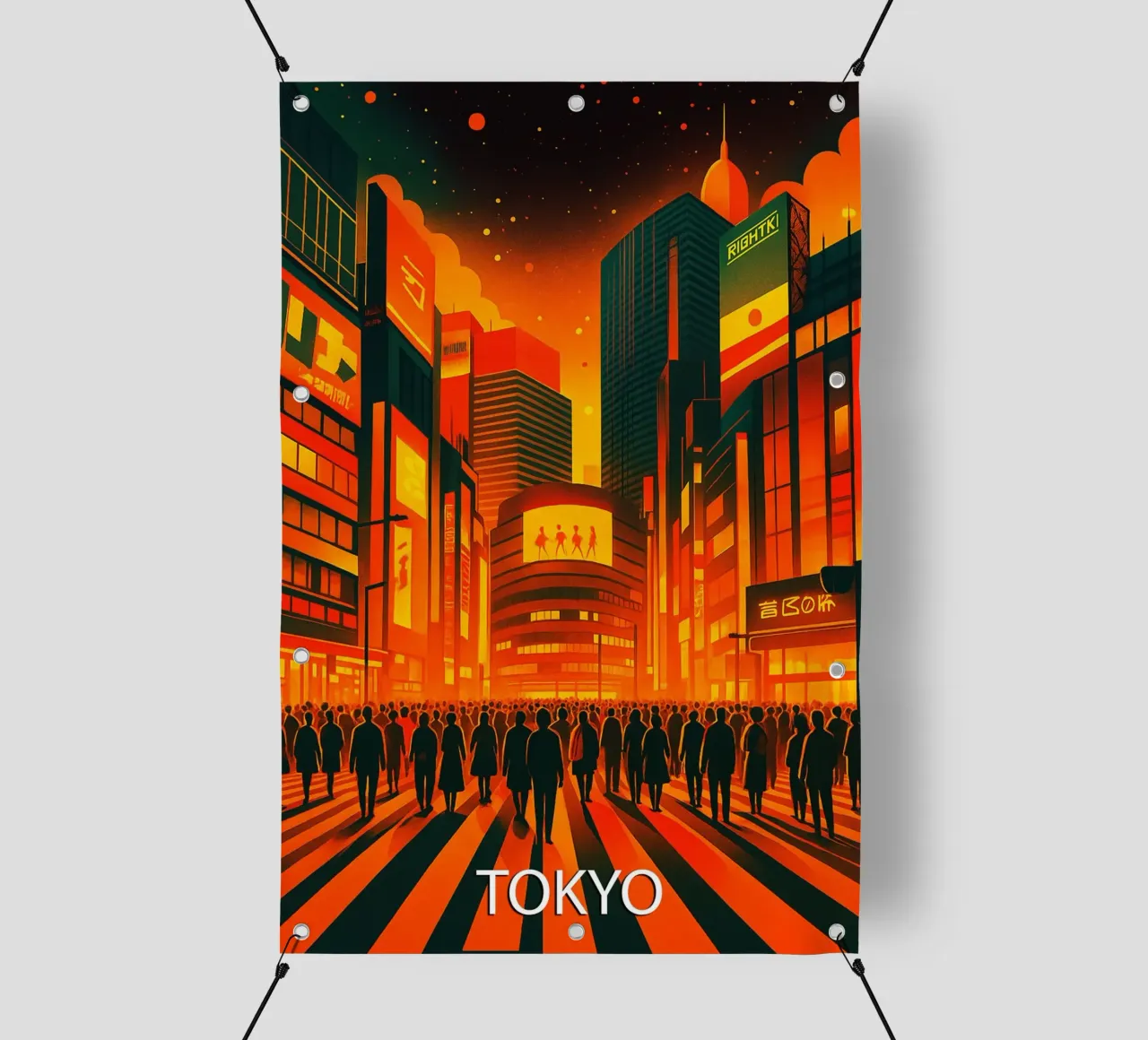 skyline di tokyo pittura vettoriale telo in pvc da adzkiya