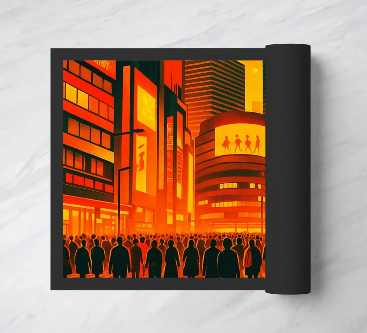 skyline di tokyo pittura vettoriale zerbino da adzkiya