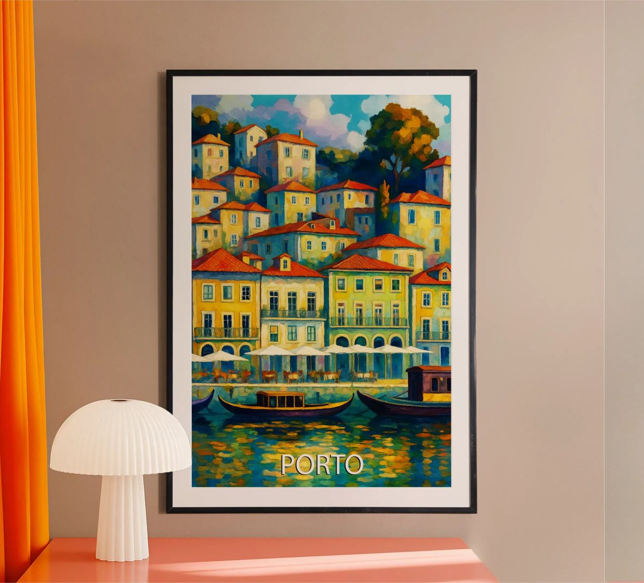 porto portugal skyline vector painting poster de adzkiya