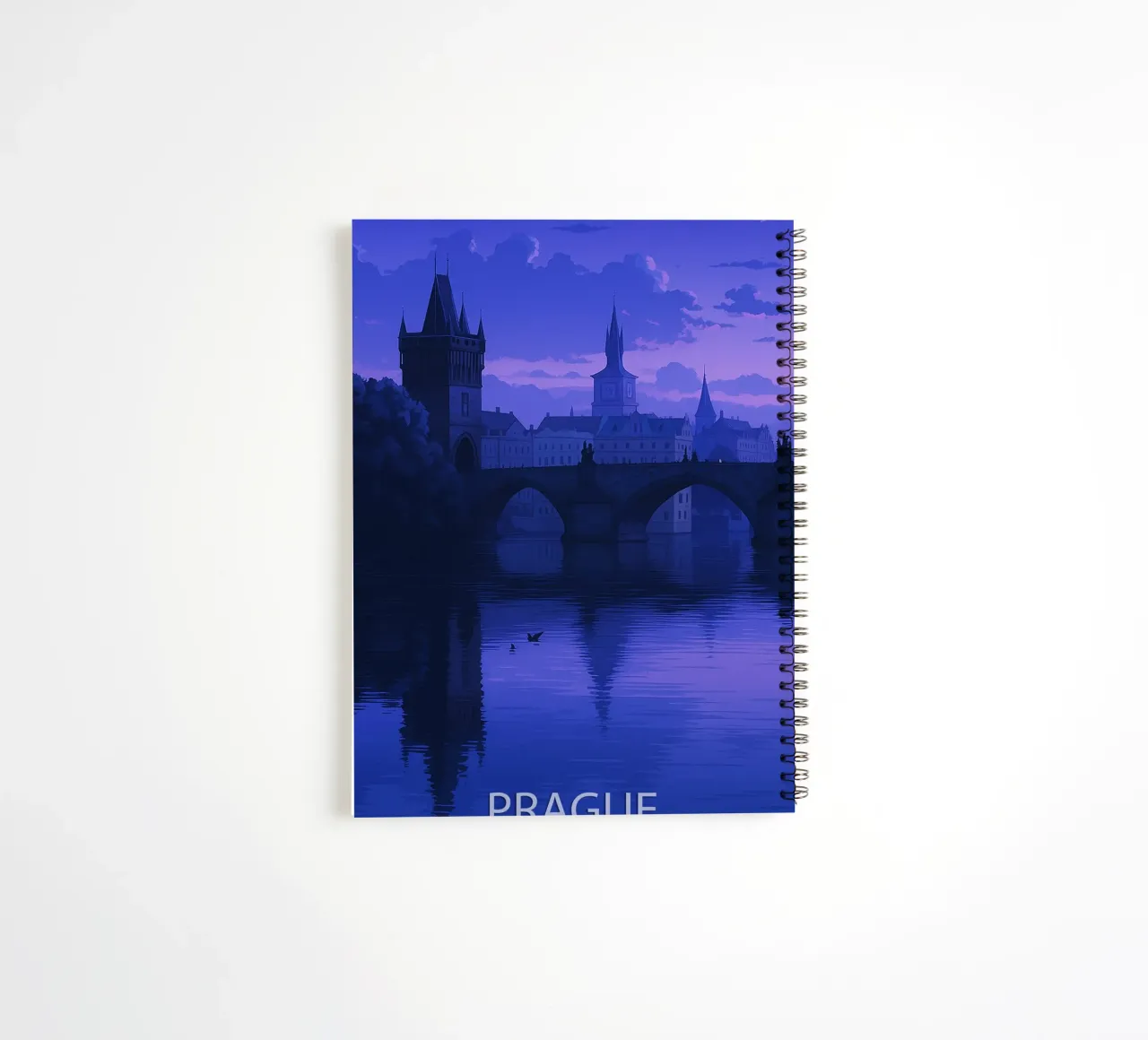 prague skyline vector painting spiral notebook by adzkiya