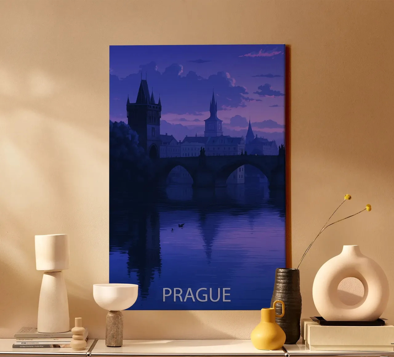 prague skyline vector painting canvas by adzkiya