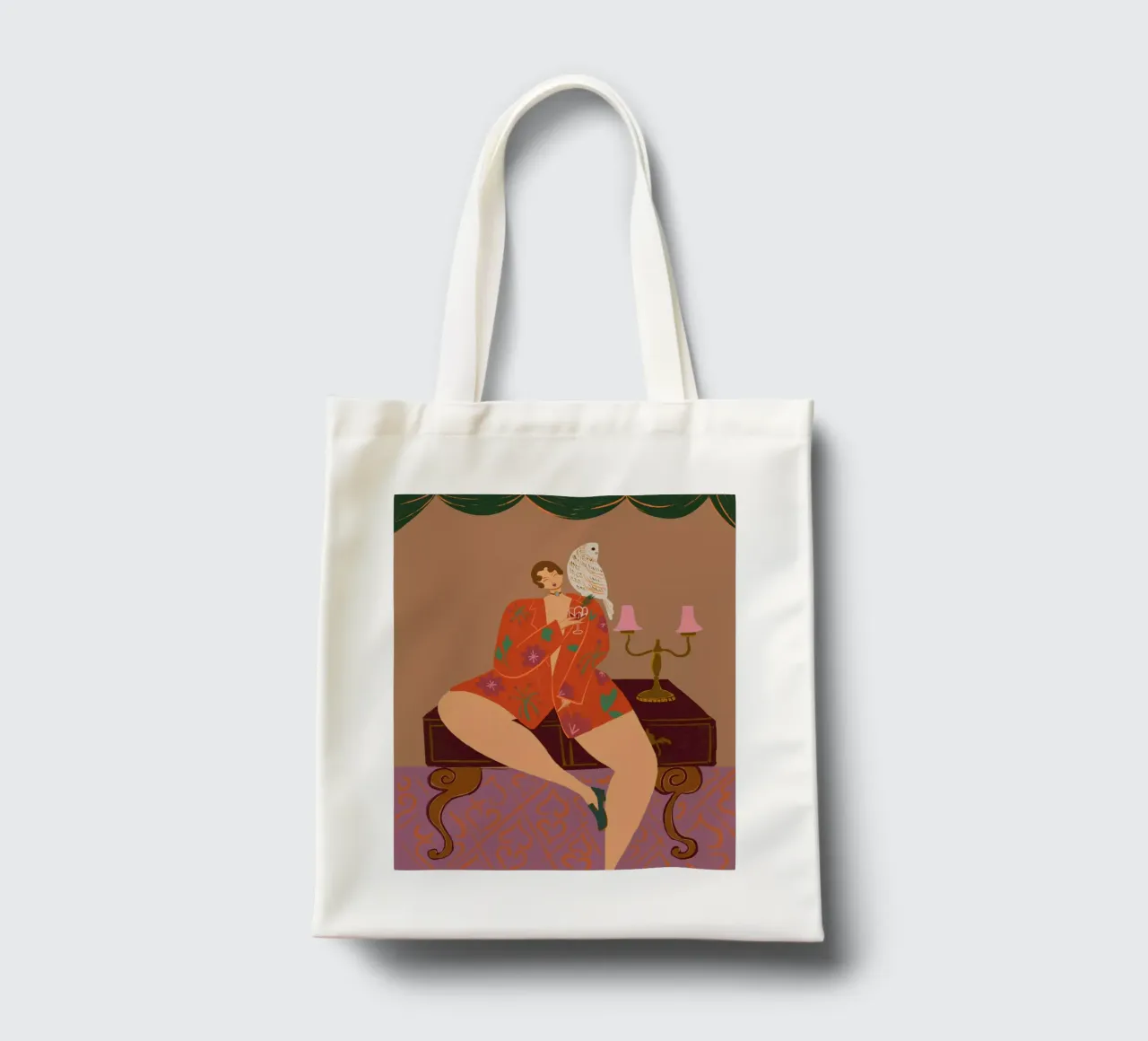 Cheers To The Wise Old Owl borsa in juta da Arty Guava