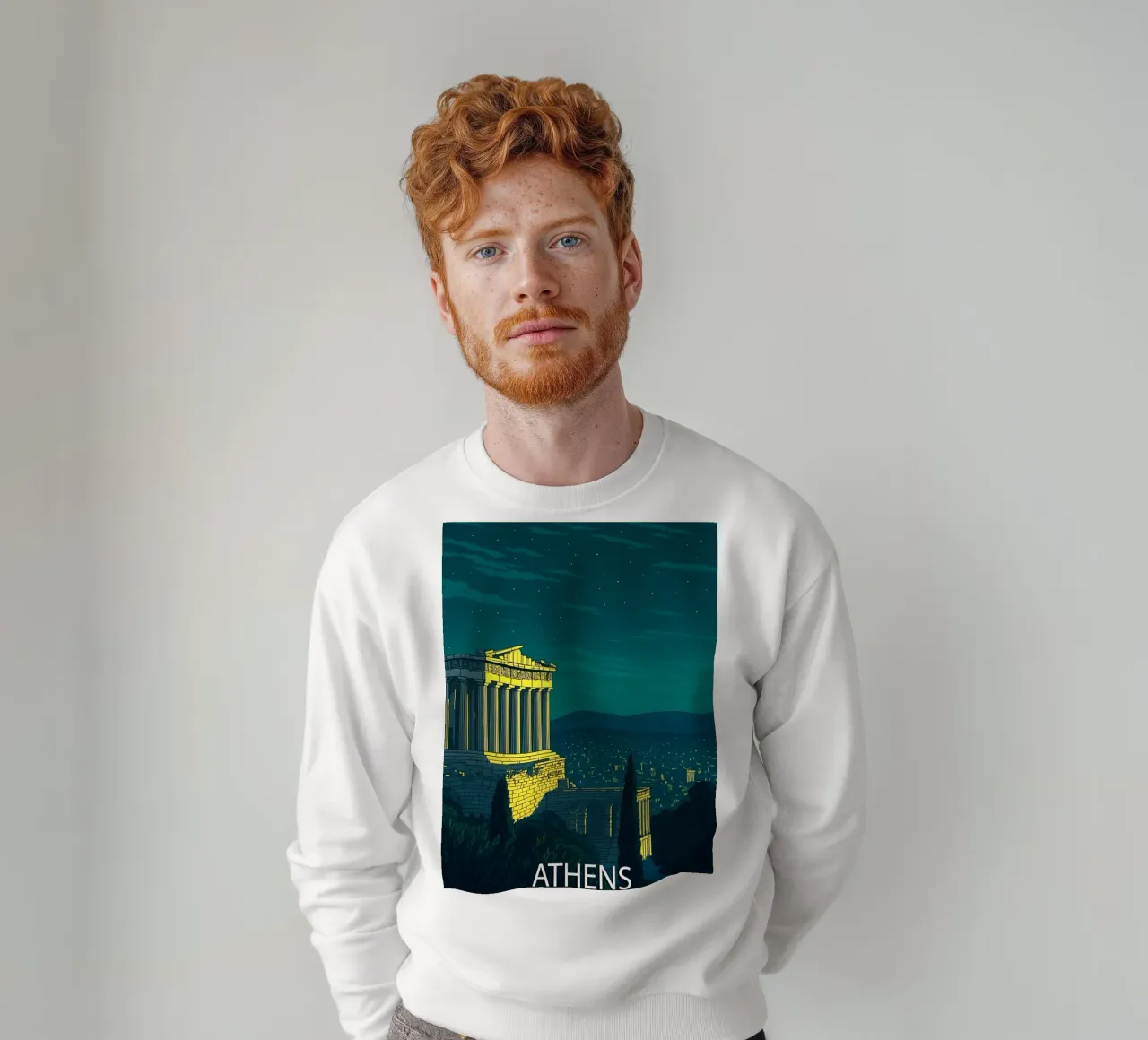 athens skyline vector painting sudadera de adzkiya