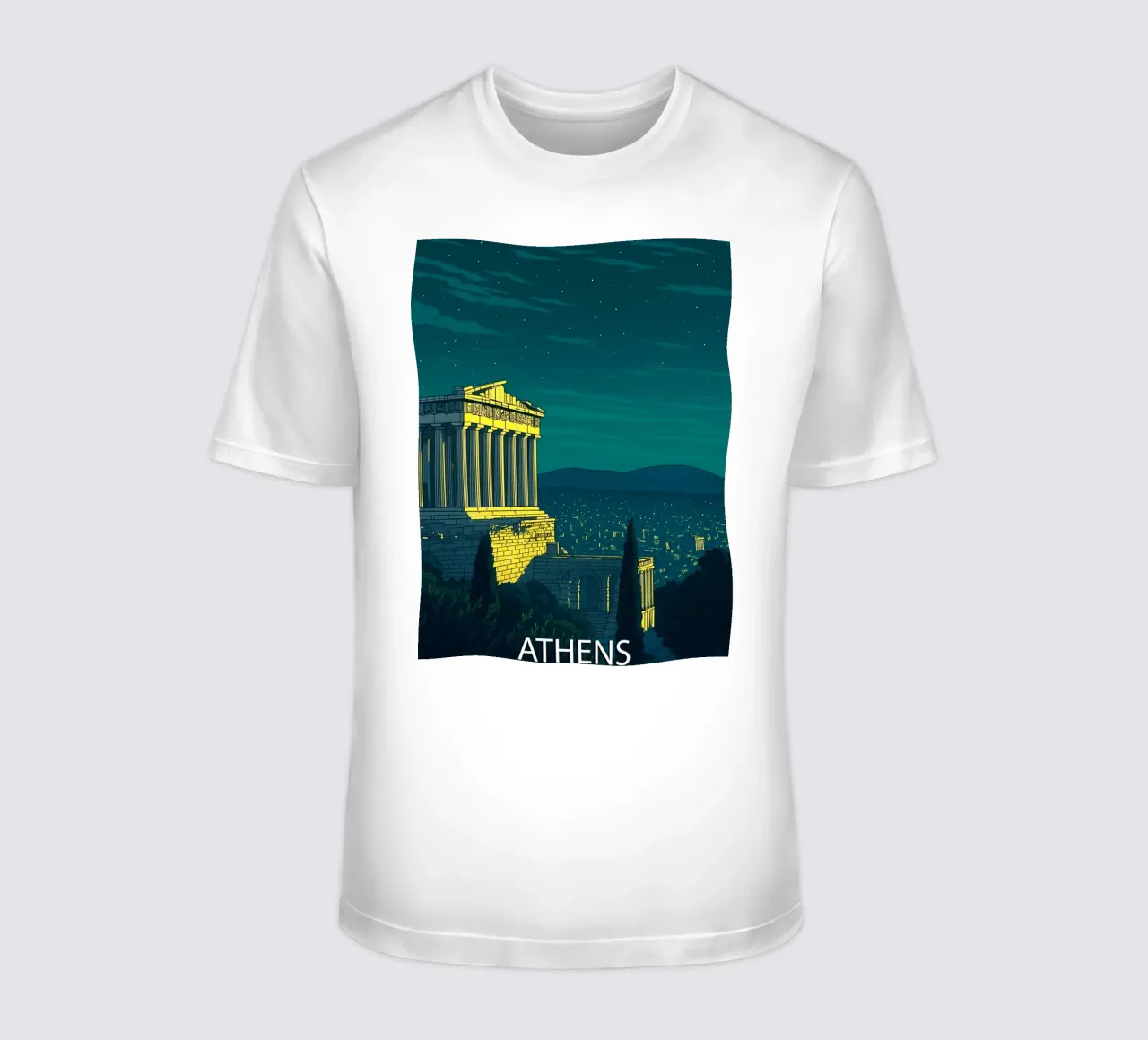 peinture vectorielle de l'horizon d'Athènes t-shirt de adzkiya