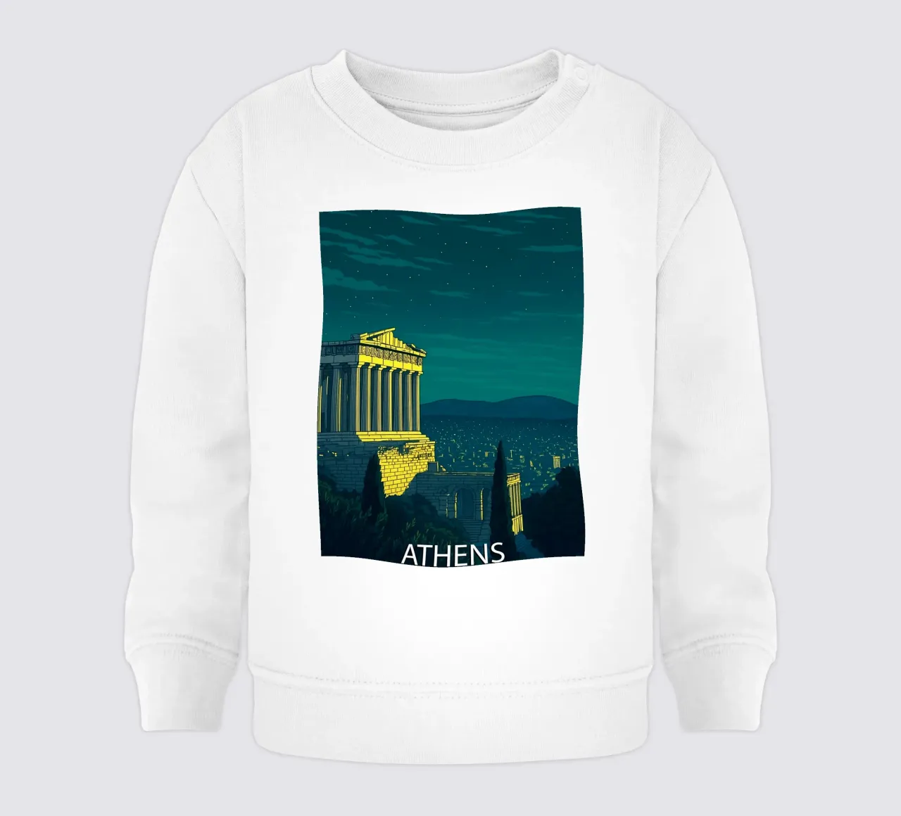 athens skyline vector painting sudadera de bebé de adzkiya