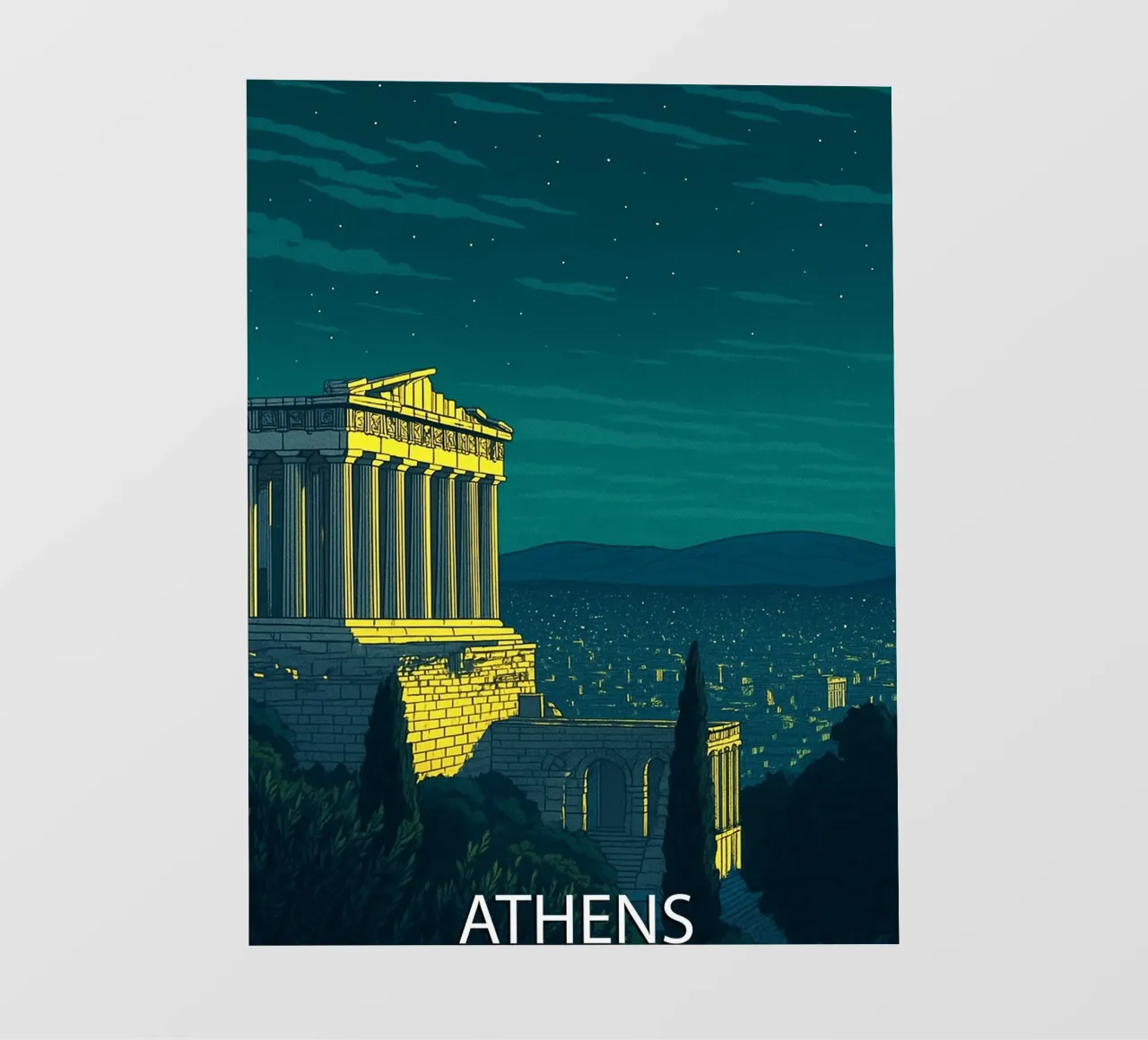 atene skyline pittura vettoriale pellicola backlit da adzkiya