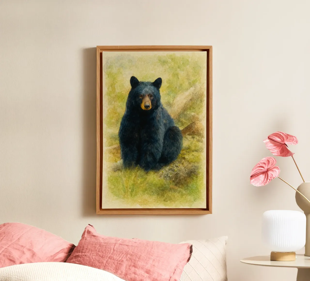 orso pittura disegno tela con Cornice a cassetta da lauraa