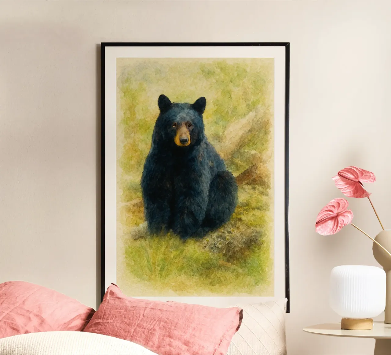 ours peinture dessin poster avec cadre en aluminium de lauraa