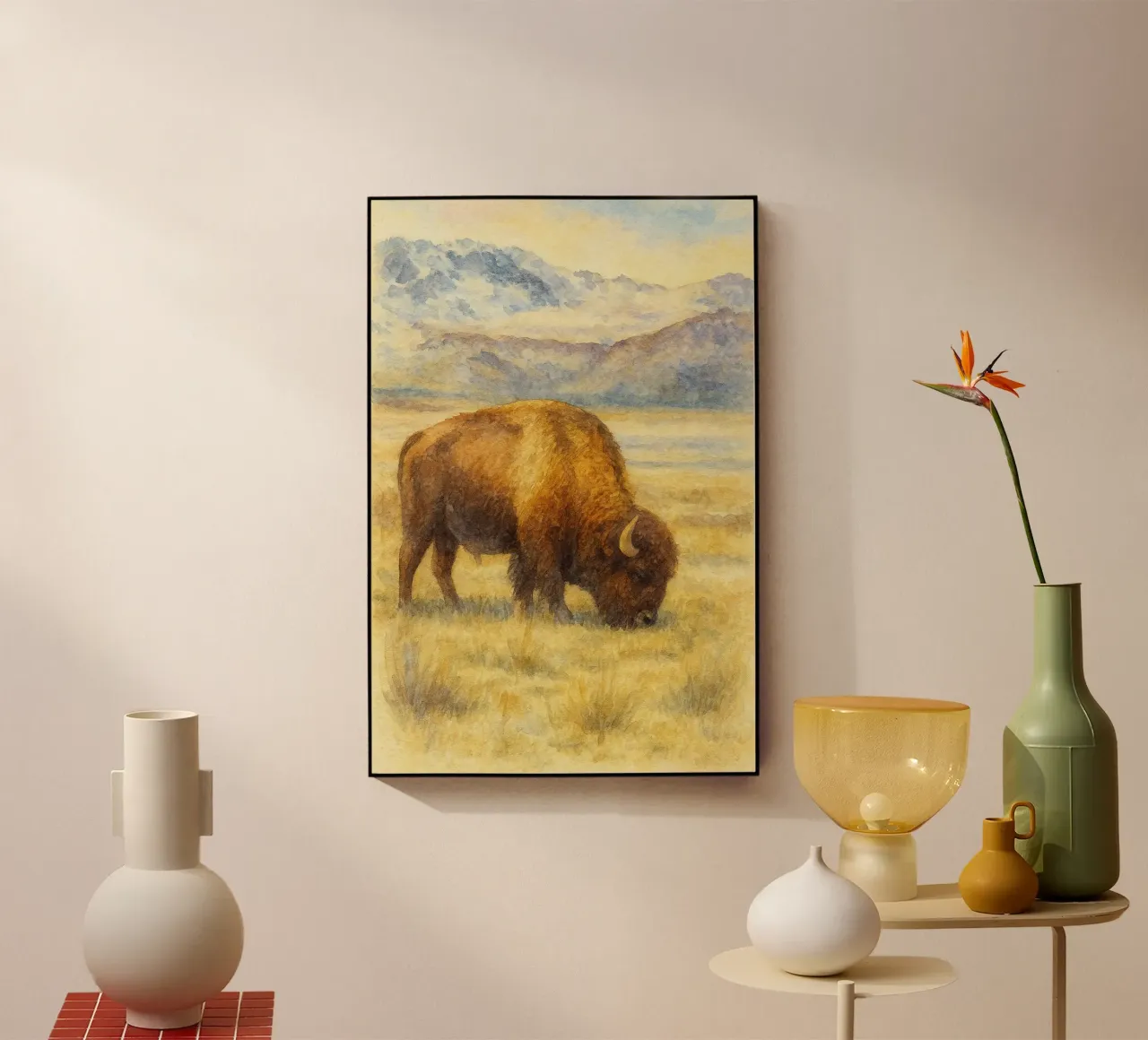 bisonte pittura disegno plexiglass da lauraa