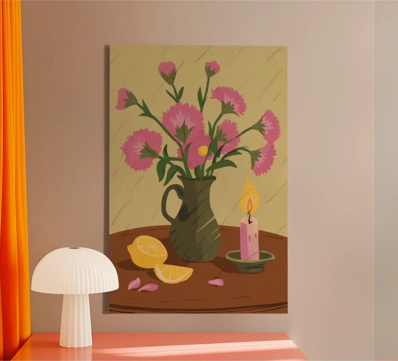 Pink Bloom Candlelight canvas with Floater frame by Lumie Layers