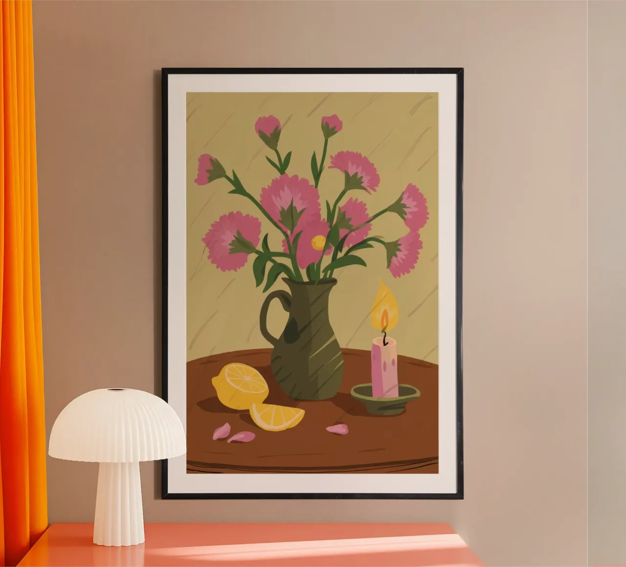 Fiore rosa a lume di candela poster da Lumie Layers