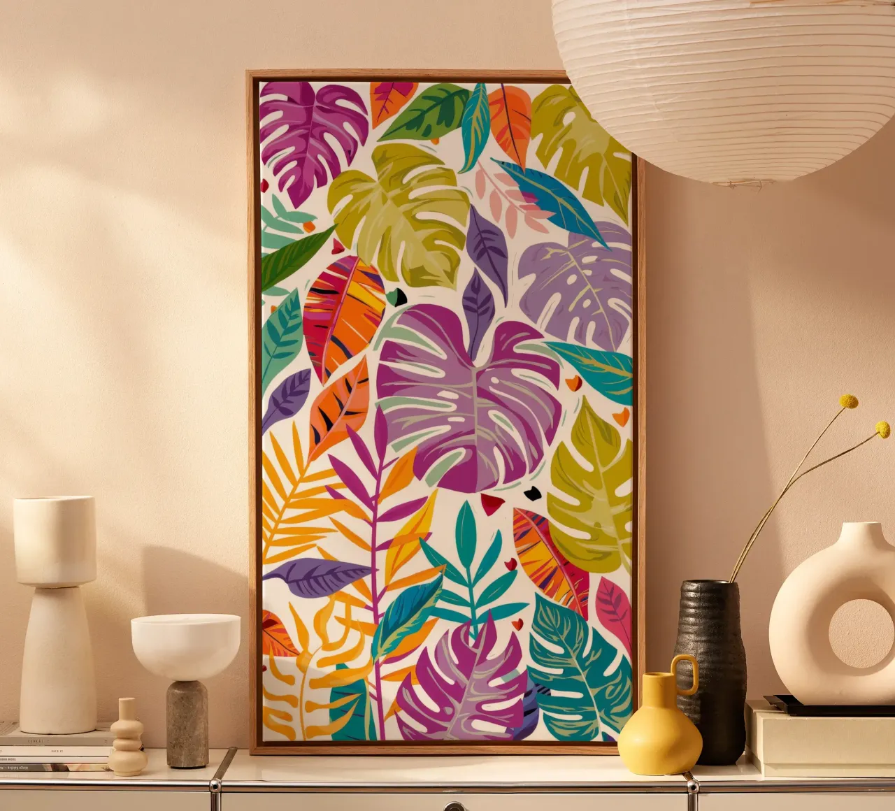 Amethist Blad Spelen canvas met Baklijst van Grande Serene