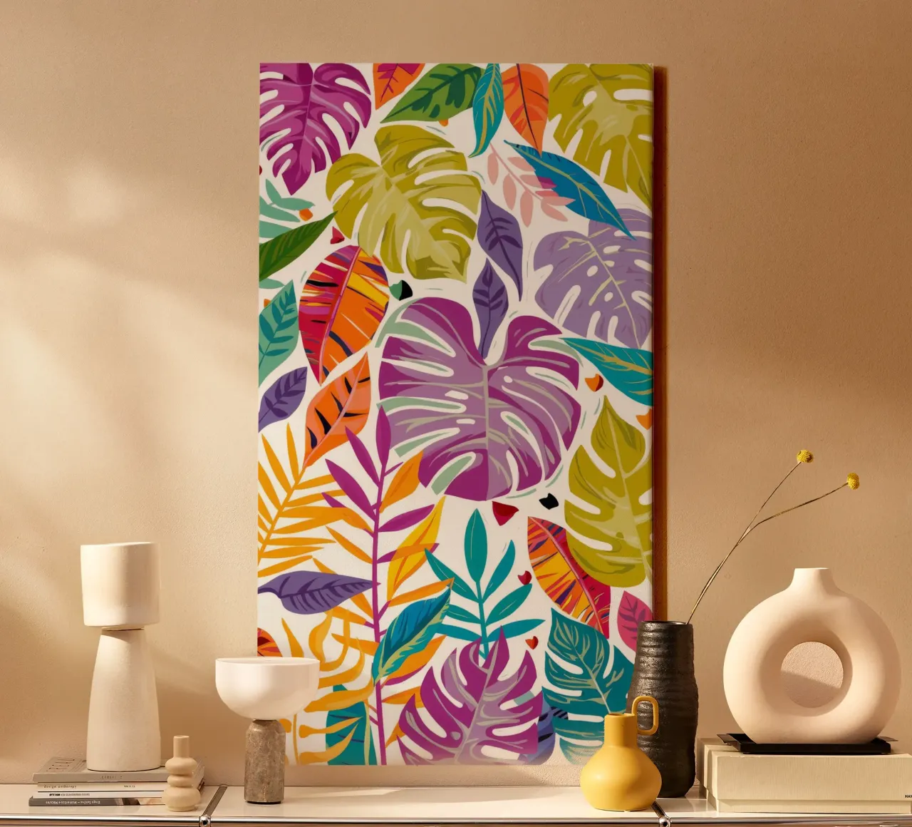 Amethist Blad Spelen canvas met Baklijst van Grande Serene