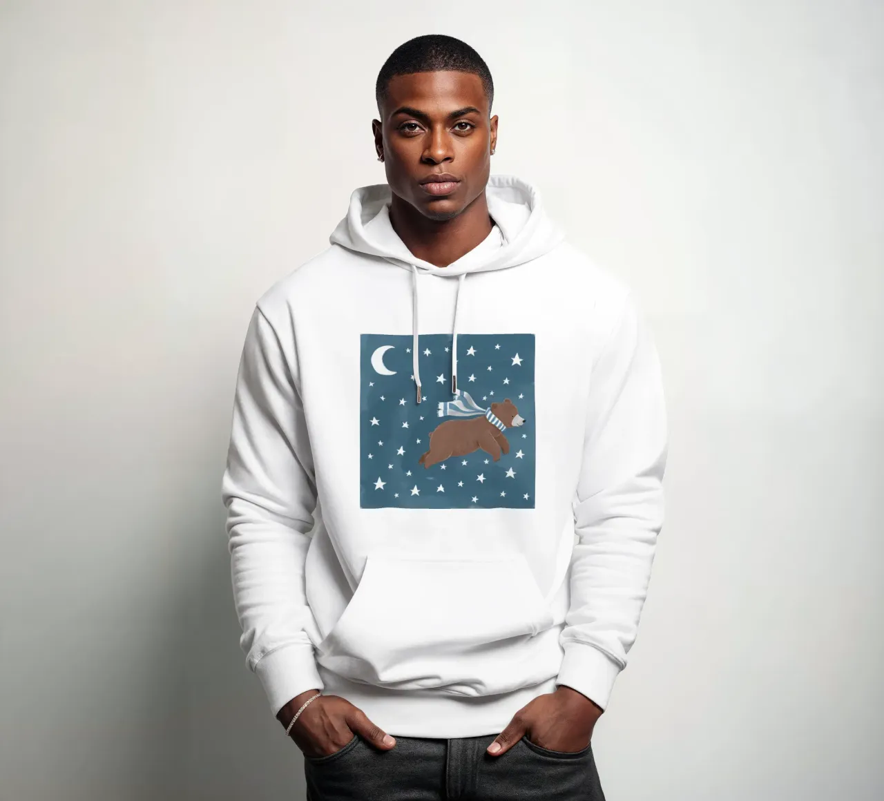 Orso della notte stellata felpa con cappuccio da Lumie Layers