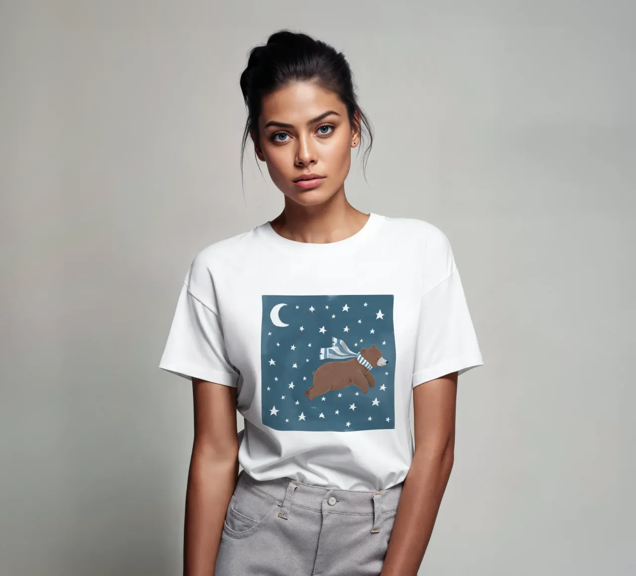 Orso della notte stellata t-shirt da Lumie Layers