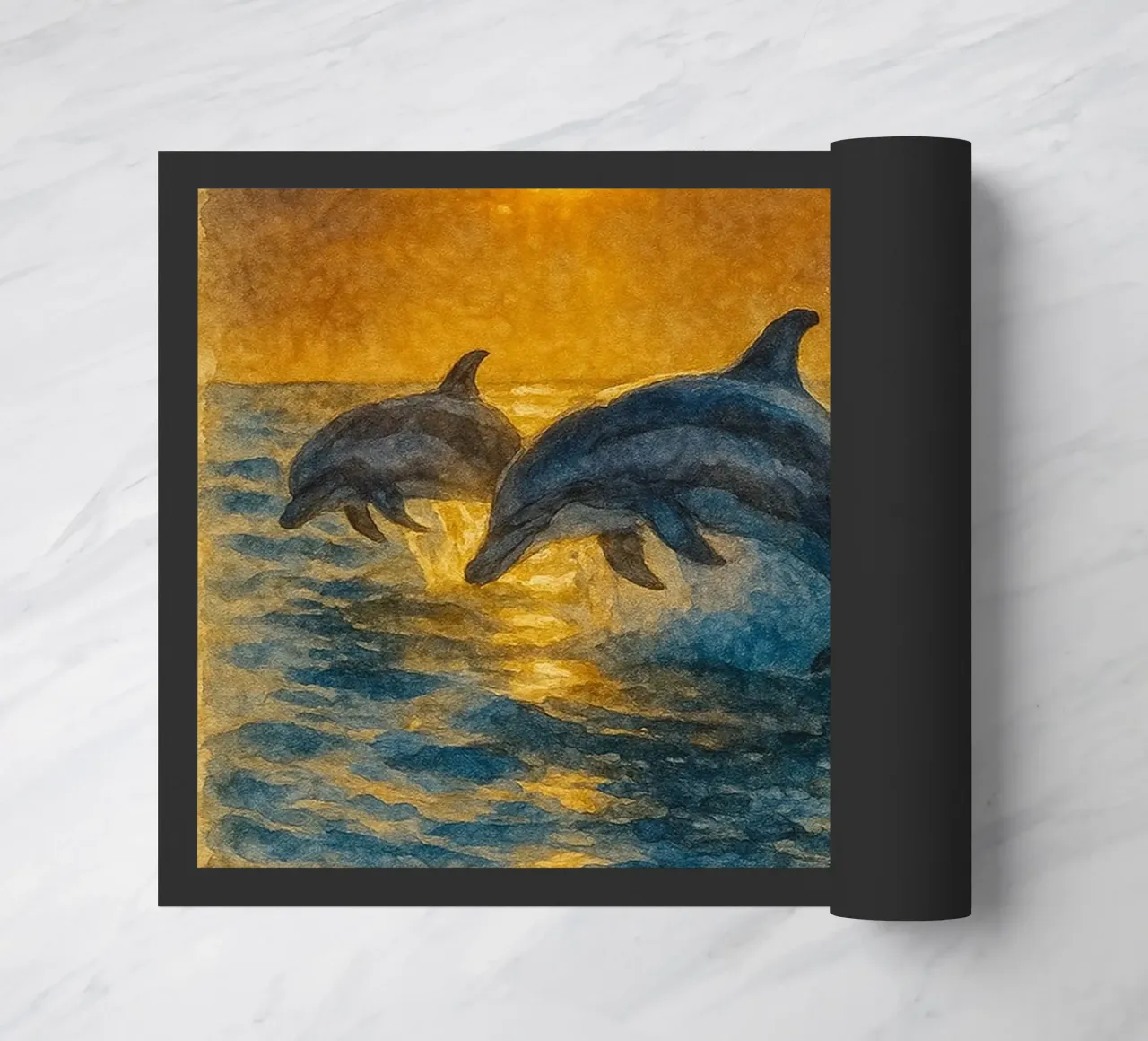dolphin painting drawing doormat by lauraa