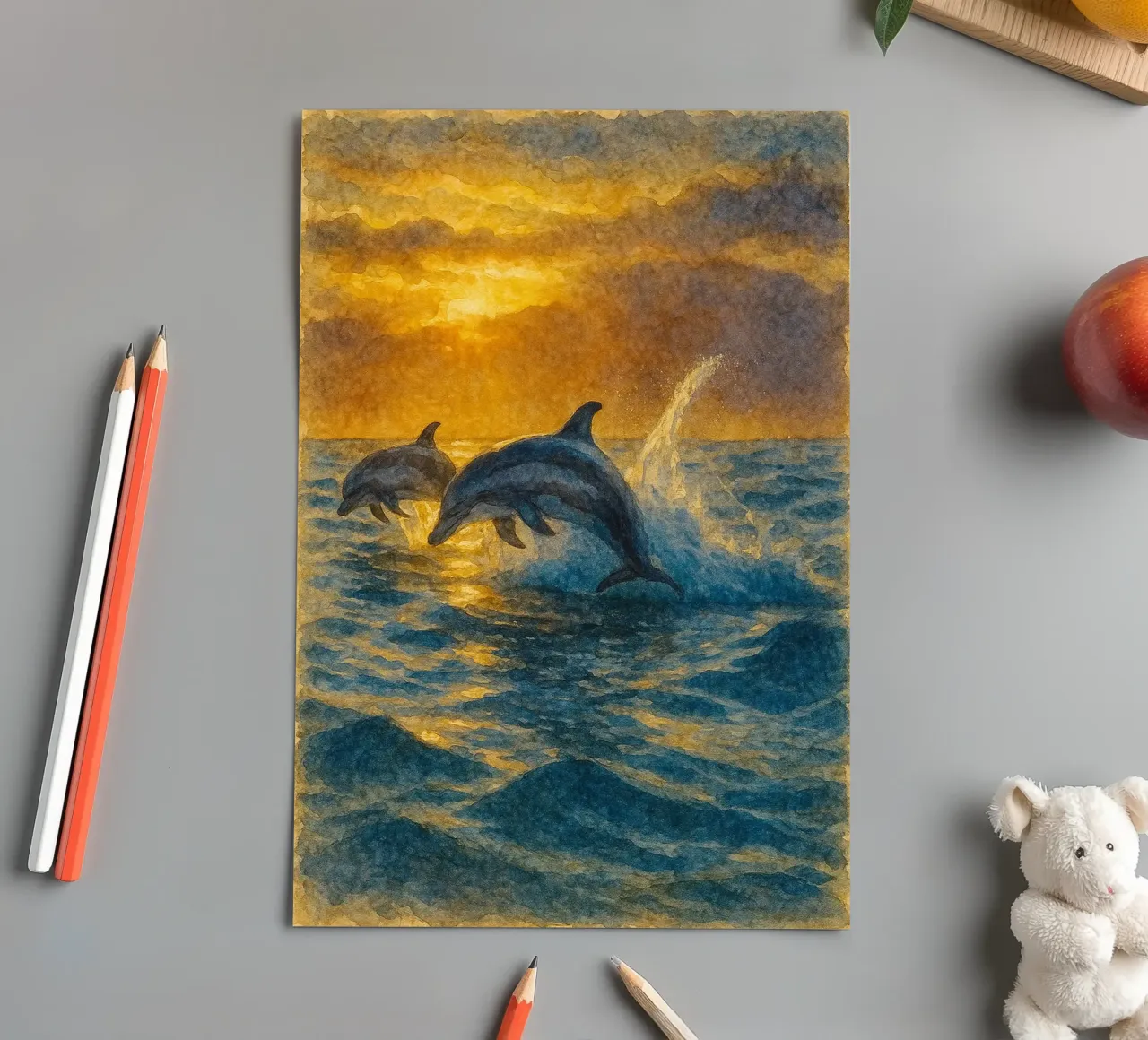 Delphin Malerei Zeichnung Stickerbogen von lauraa