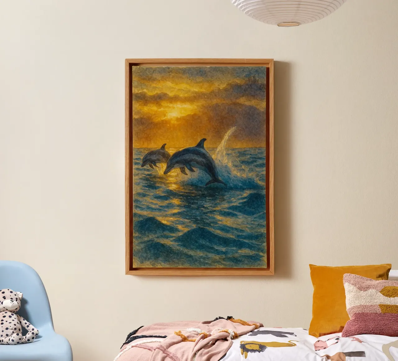 dolfijn schilderij tekening canvas met Baklijst van lauraa