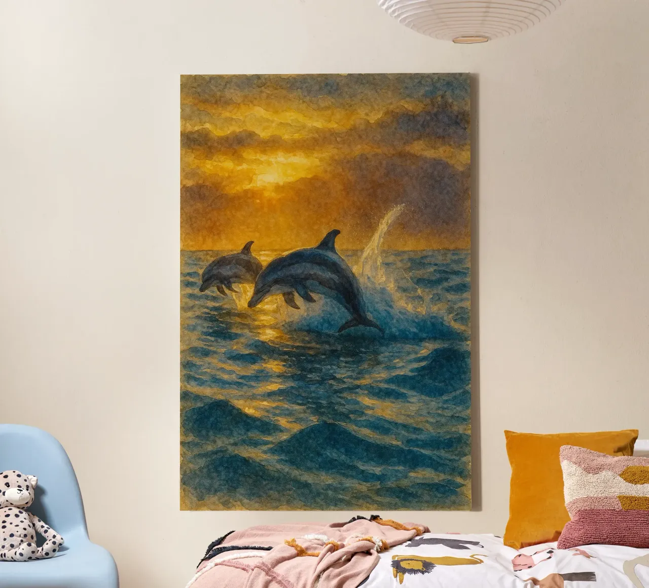 dolfijn schilderij tekening canvas met Baklijst van lauraa