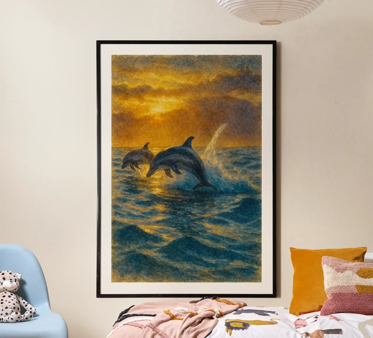 peinture dauphin dessin poster de lauraa