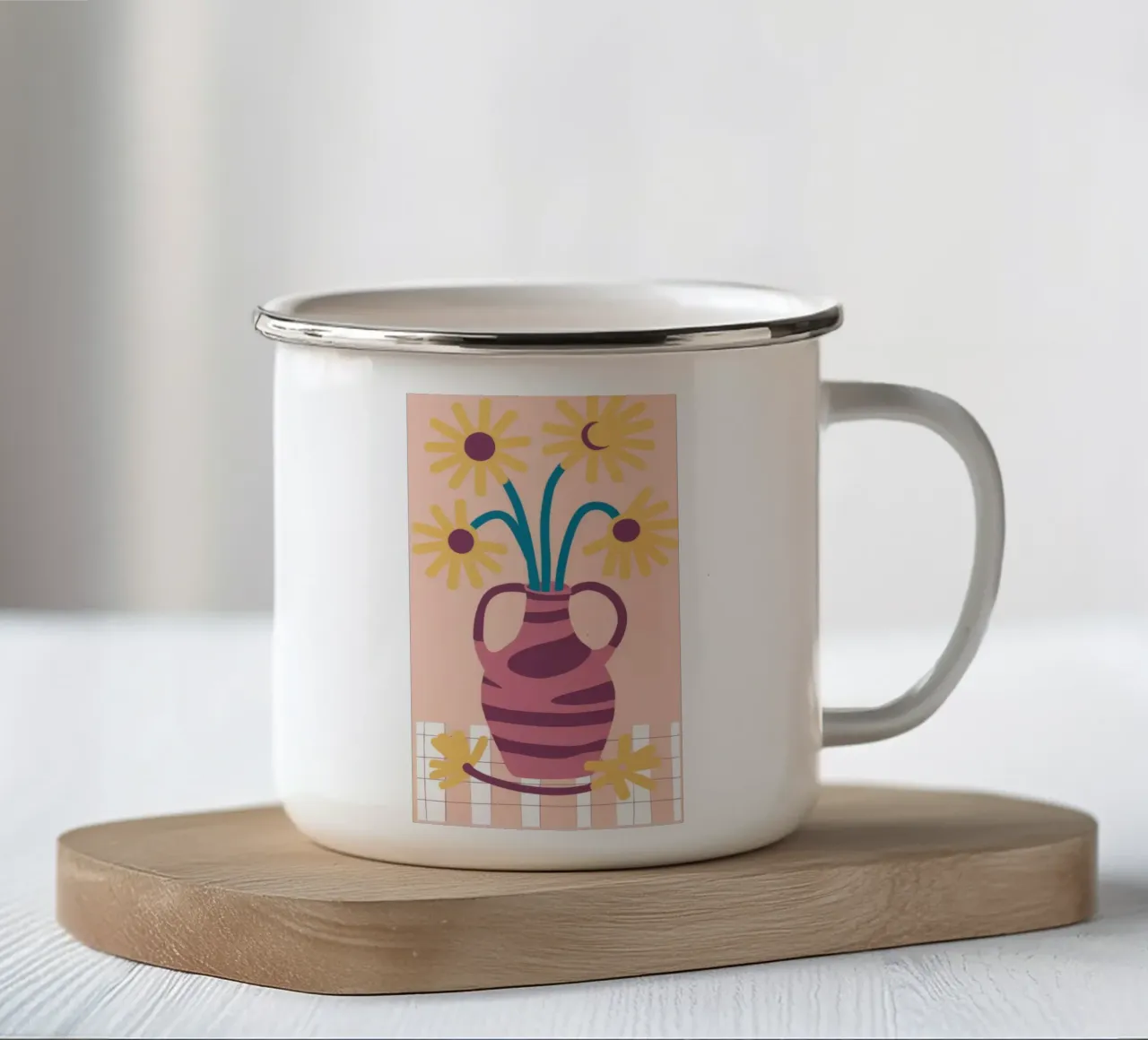 Arco di luna con girasole tazza in smalto da Moonlite Desire