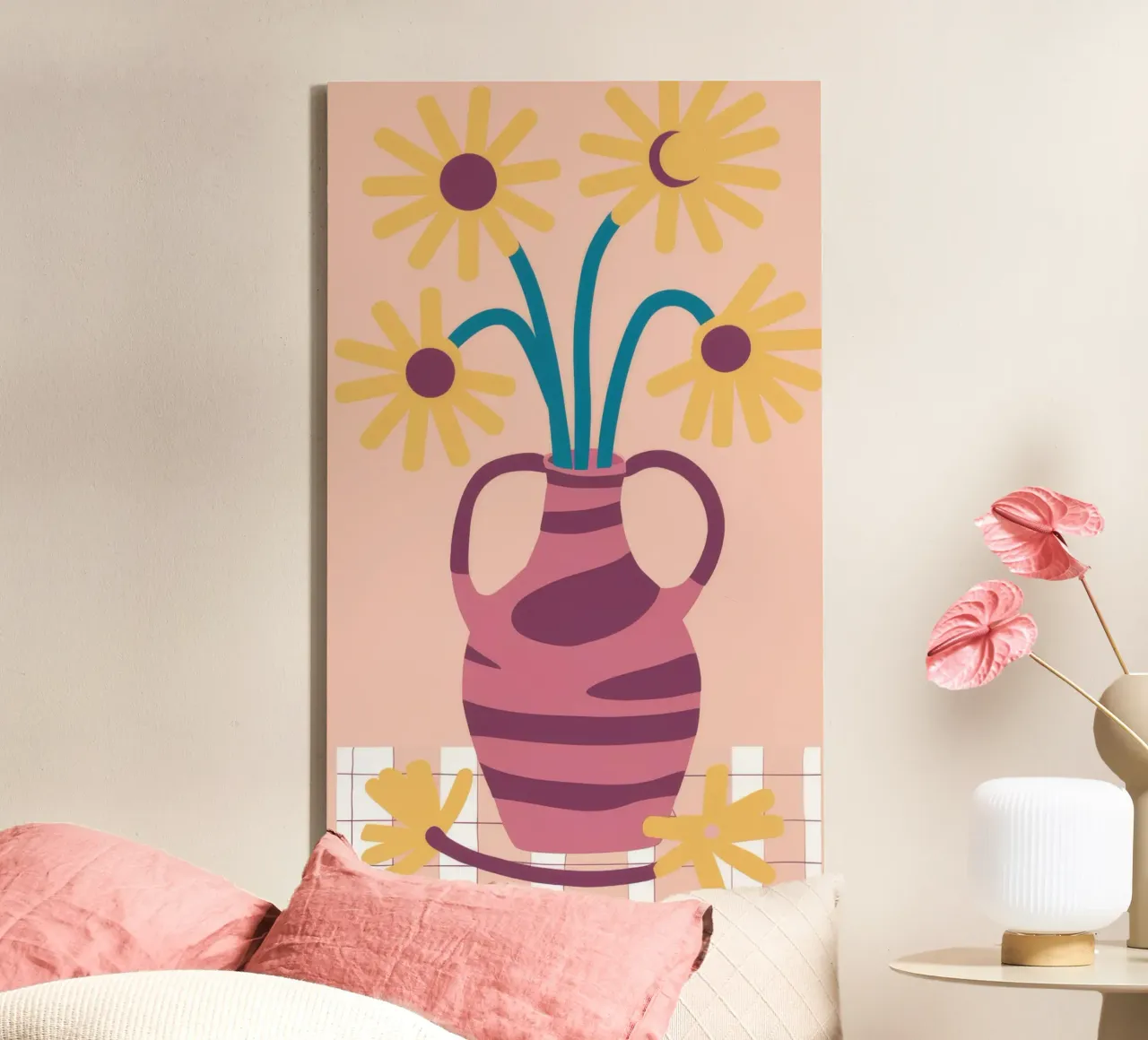 Zonnebloem Maanboog canvas met Baklijst van Moonlite Desire