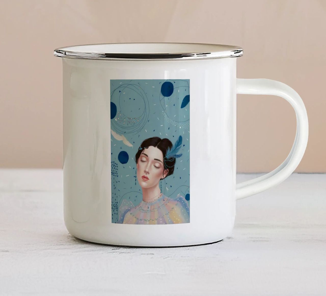 Sognatore di punti cerulei tazza in smalto da Vivid Reverie
