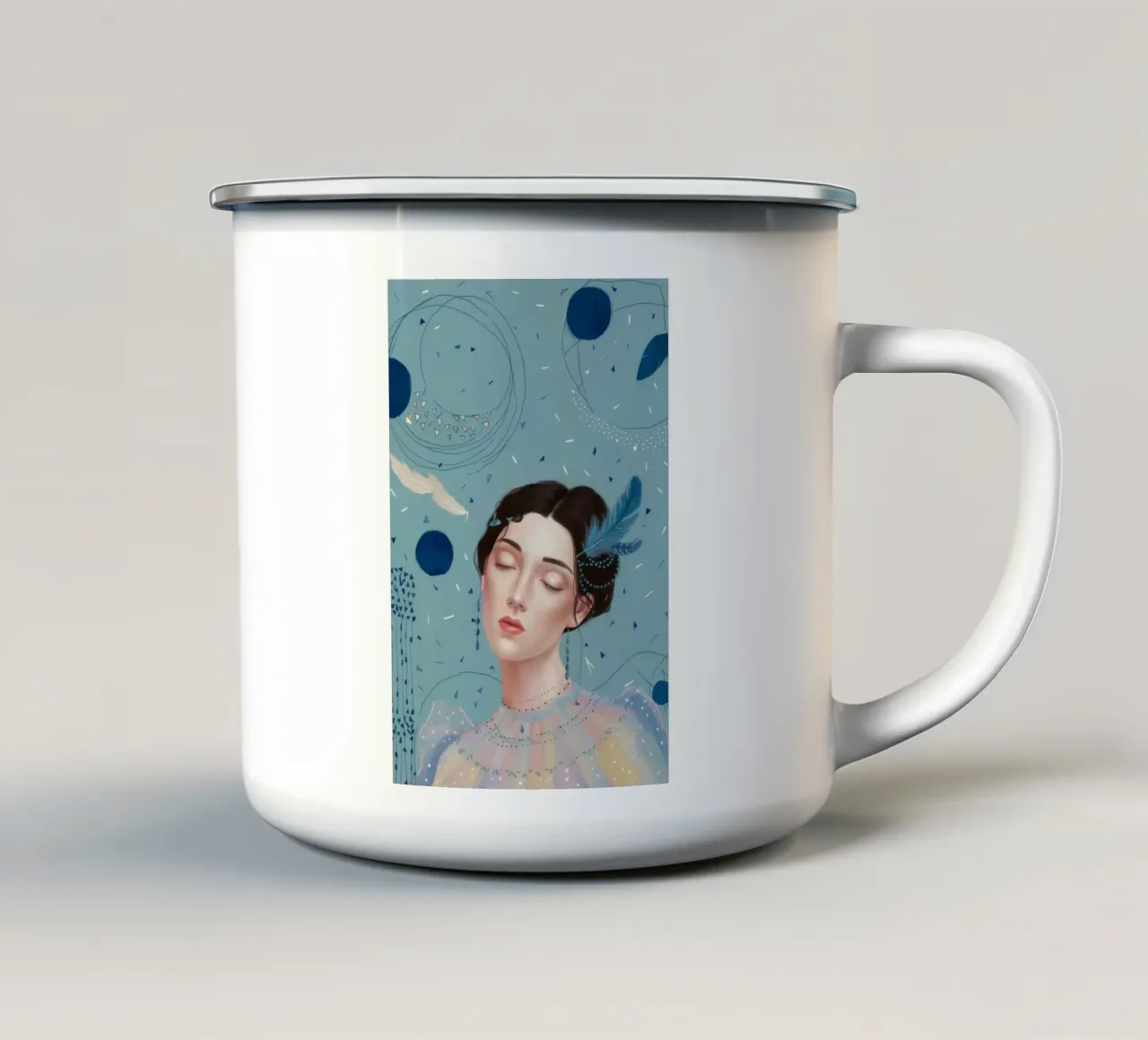 Sognatore di punti cerulei tazza in smalto da Vivid Reverie