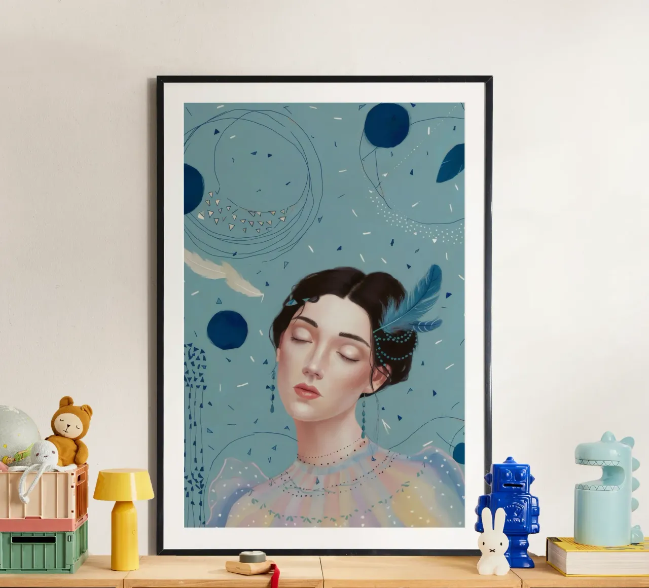 Sognatore di punti cerulei poster con telaio in plastica da Vivid Reverie